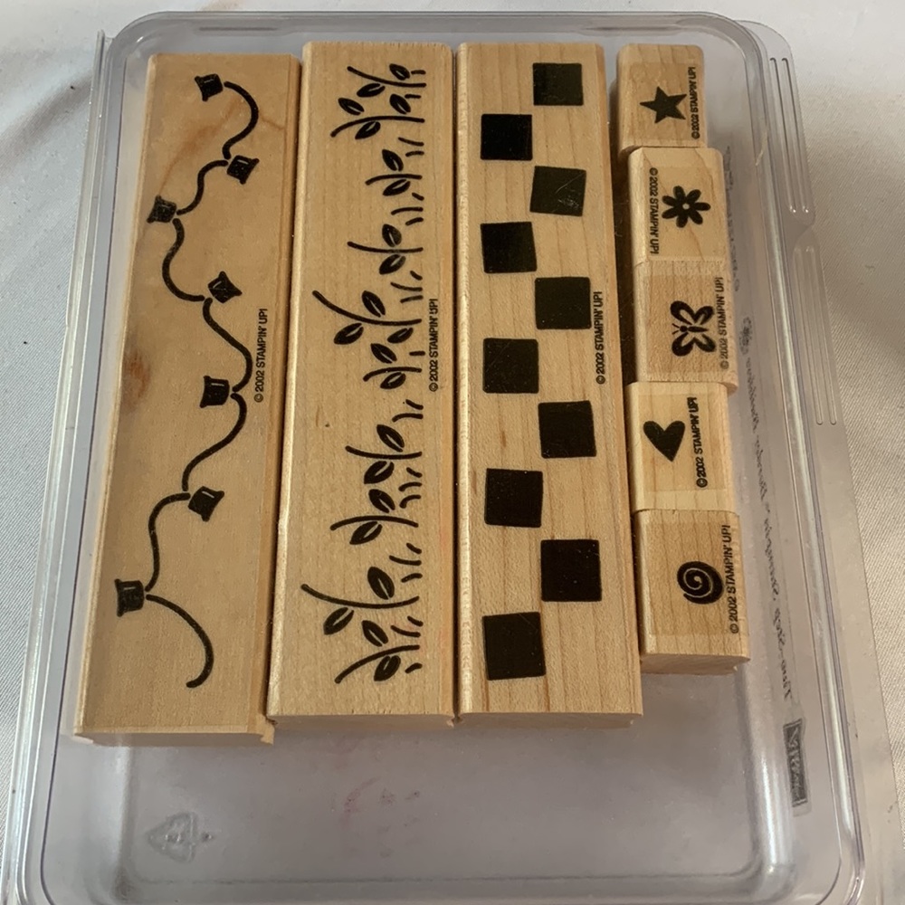 Stampin' Up TWO-STEP 2 BORDER BUILDERS Mounted Wood Stamp Set RETIRED